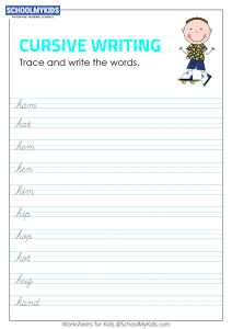 Tracing and Writing Cursive Words H