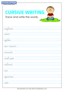 Tracing and Writing Cursive Words I