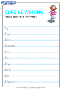 Tracing and Writing Cursive Words K