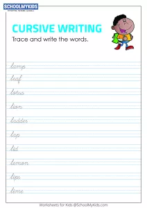 Tracing and Writing Cursive Words L