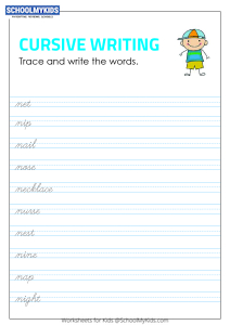 Tracing and Writing Cursive Words N