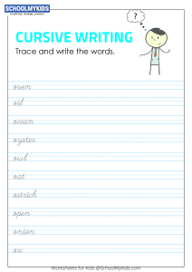 Tracing and Writing Cursive Words O