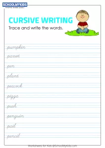 Tracing and Writing Cursive Words P
