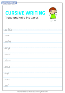 Tracing and Writing Cursive Words R