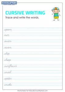 Tracing and Writing Cursive Words S