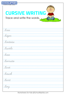 Tracing and Writing Cursive Words T