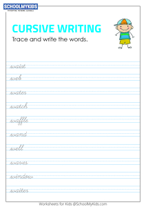 Tracing and Writing Cursive Words W