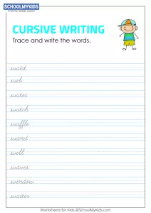 Tracing and Writing Cursive Words W