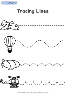 Tracing Lines Worksheets for Preschool,Kindergarten Grade - English Worksheets | SchoolMyKids.com