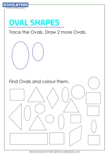 Trace, Draw, Find and Color Oval Shapes