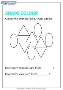 homework for 1 year olds Colour the shapes and Count Triangles and Ovals