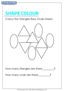 Colour the shapes and Count Triangles and Ovals