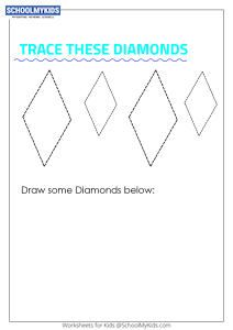 homework for 1 year olds Learning Shapes - Trace and Draw a Diamond (Rhombus)