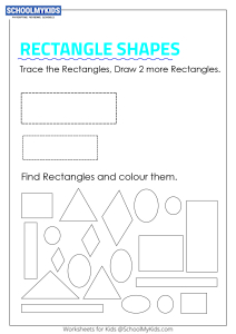 trace draw find and color rectangle shapes worksheets for preschool kindergarten grade art and craft worksheets schoolmykids com