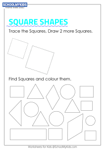 homework for 1 year olds Trace, Draw, Find and Color Square Shapes