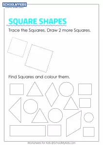 Trace, Draw, Find and Color Square Shapes