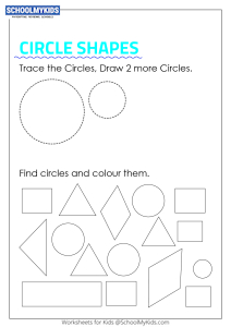 Trace, Draw, Find and Color Circle Shapes Worksheets for Preschool