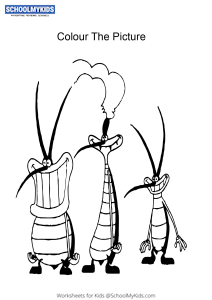 Joey, Marky, Dee Dee - Oggy and the Cockroaches Coloring Pages