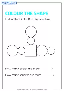 Colour the shapes and Count Circles and Squares