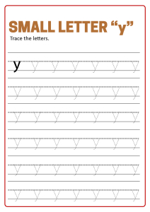 Writing Small Letter y - Lowercase Letter Tracing Worksheets for