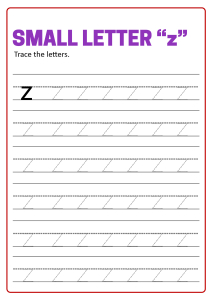 Writing Small Letter Z - Lowercase Letter Tracing Worksheet For  Preschool,Kindergarten,First Grade - Printable English Worksheets |  Schoolmykids.Com