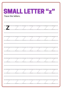 Writing Small Letter z - Lowercase Letter Tracing