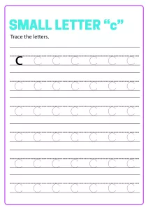 Writing Small Letter c - Lowercase Letter Tracing