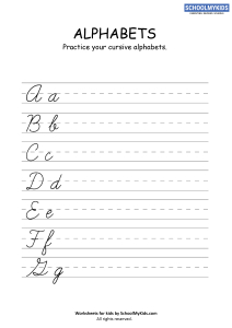 Cursive Writing Practice Sheets: Cursive Letters A-G worksheet for ...