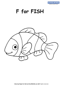 F For Fish Coloring Page Worksheets For Preschool Kindergarten Grade Art And Craft Worksheets Schoolmykids Com