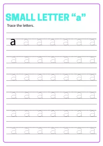 Writing Small Letter a - Lowercase Letter Tracing