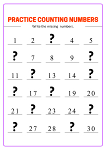 write the missing numbers counting 1 to 30 worksheets for kindergarten first grade math worksheets schoolmykids com