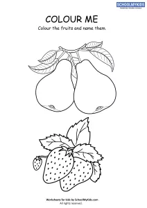 Fruits Coloring Page - Strawberry and Pears