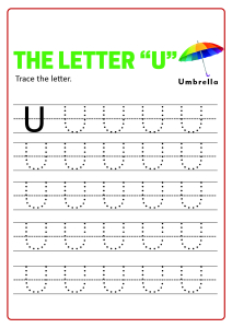 Practice Capital Letter U - Uppercase Letter Tracing