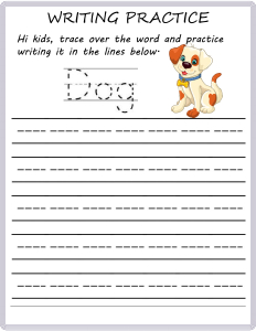 Writing Practice - Trace the Words - Dog