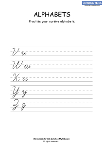 Cursive Writing Practice Sheets: Cursive Letters V-Z