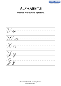 Cursive Writing Practice Sheets Cursive Letters V Z Worksheets For Third Grade English Worksheets Schoolmykids Com