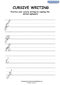 Cursive Writing Practice: Cursive Letters F-J worksheet for Third Grade ...
