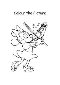 Violin Minnie Mouse Cartoon Coloring Pages - Color the Picture
