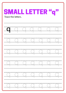 Writing Small Letter q - Lowercase Letter Tracing