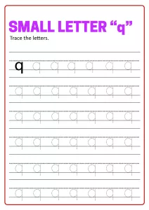 Writing Small Letter q - Lowercase Letter Tracing