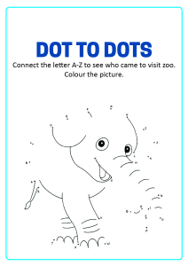 Connect the Dots - Elephant Dot to Dot A to Z worksheet for Preschool