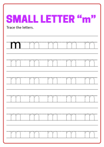 writing small letter m lowercase letter tracing