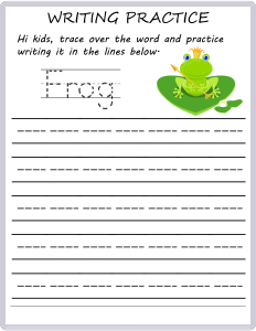 Writing Practice - Trace the Words - Frog