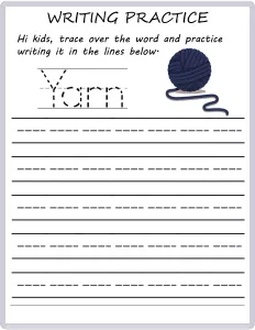 Writing Practice - Trace the Words - Yarn