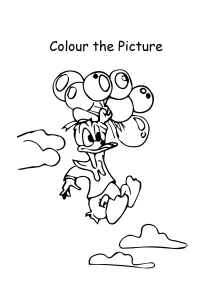 Cartoon Coloring Pages -  Donald Duck with Balloons