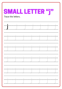 Writing Small Letter j - Lowercase Letter Tracing Worksheets for