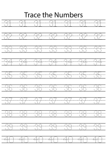 Number Tracing - 31-40 Worksheets for Kindergarten,First Grade - Math