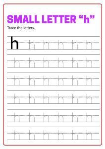 Writing Small Letter h - Lowercase Letter Tracing Worksheets for