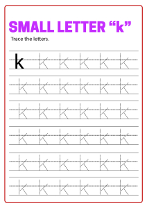 writing small letter k lowercase letter tracing