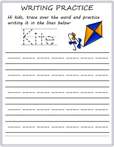 Writing Practice - Trace the Words - Kite